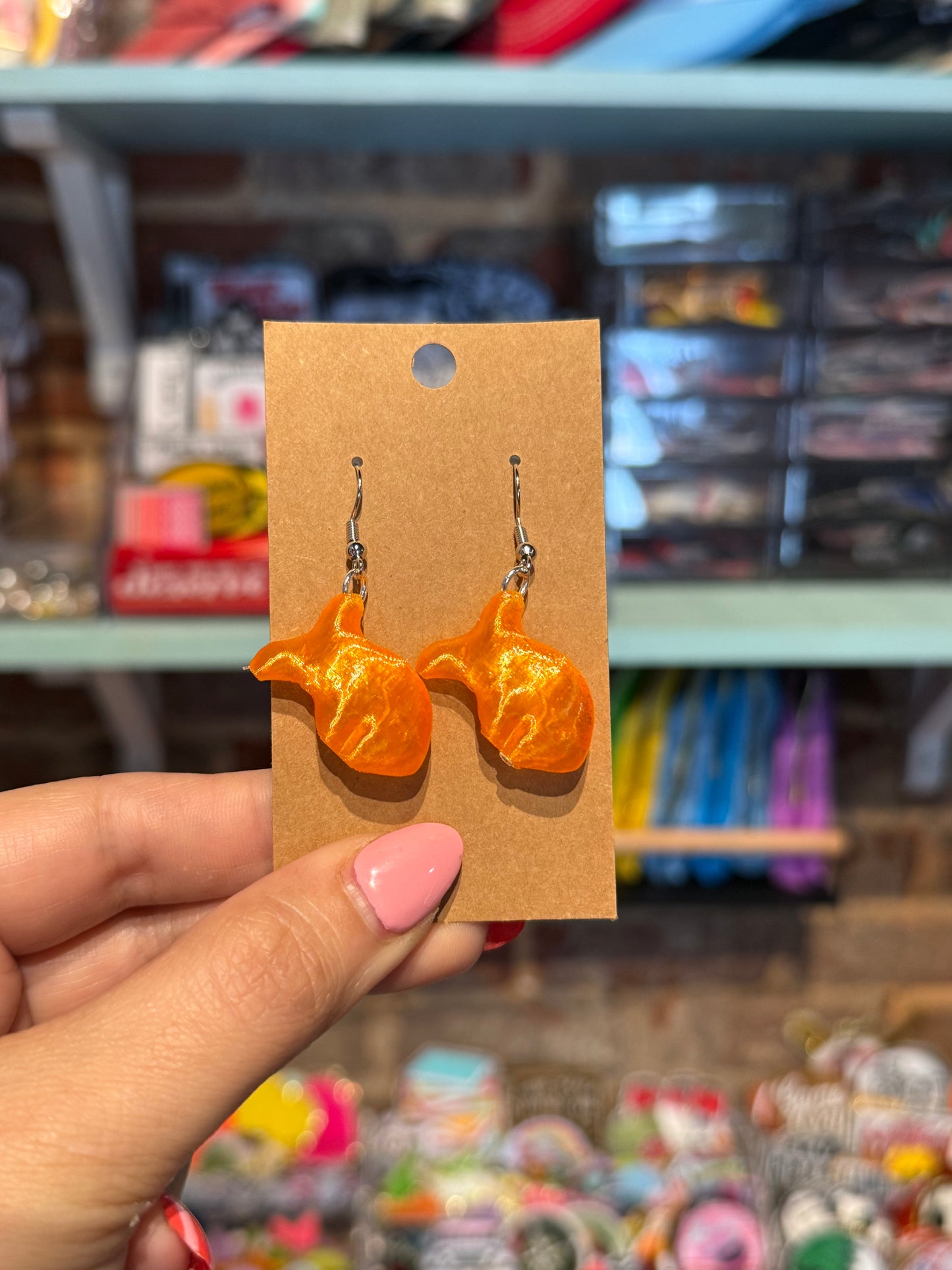 Gold Fish Snack Earrings
