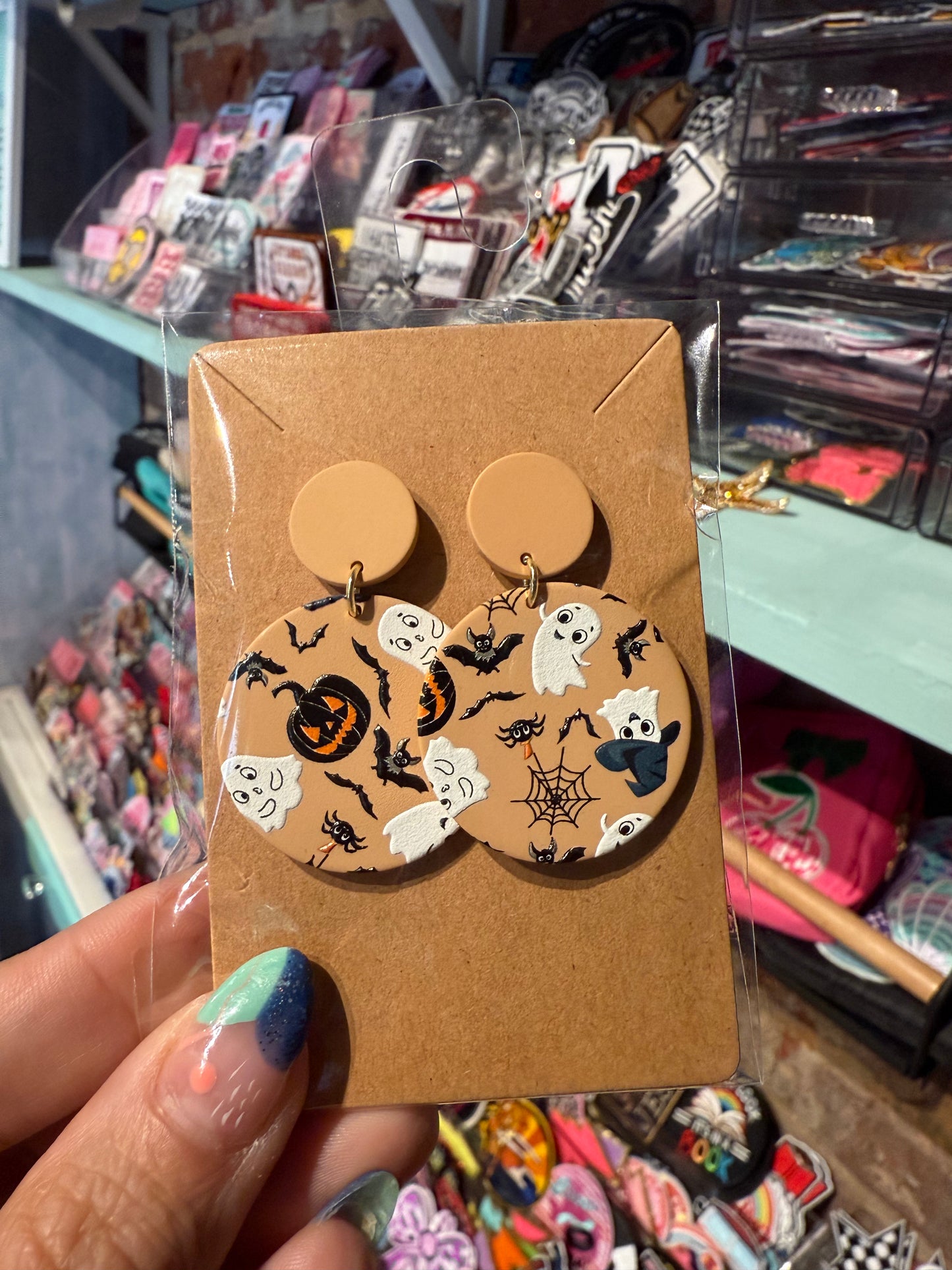 Tan Halloween Dangle Earrings