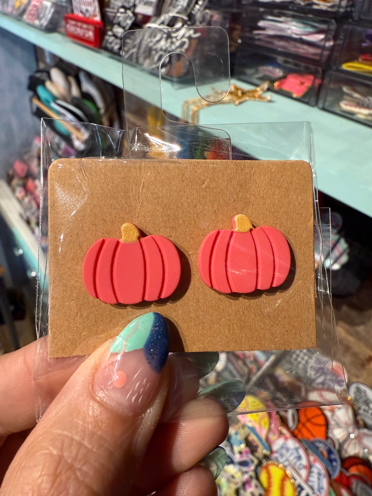 Clay Pink Coral Pumpkin Earrings