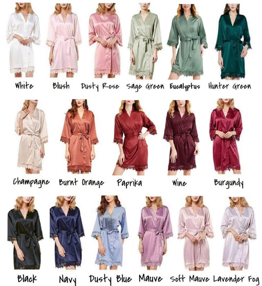 Satin Robe with Lace