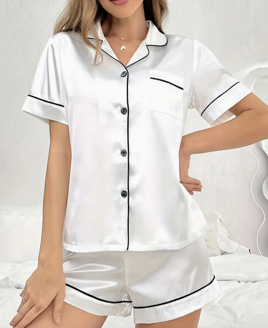 Short Sleeve/Shorts Satin Pajamas