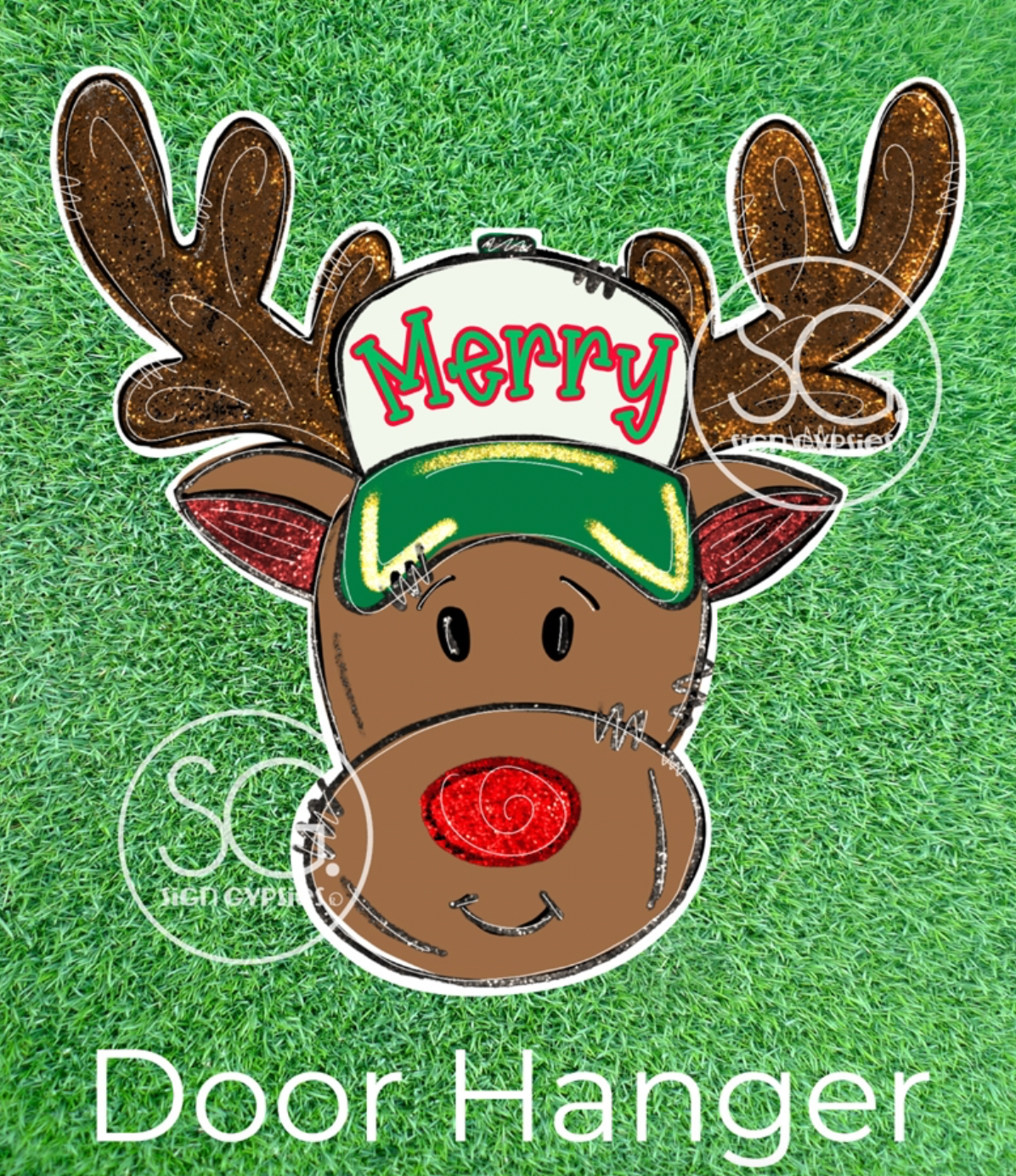 Merry Reindeer Door Hanger - 26"x25.5"