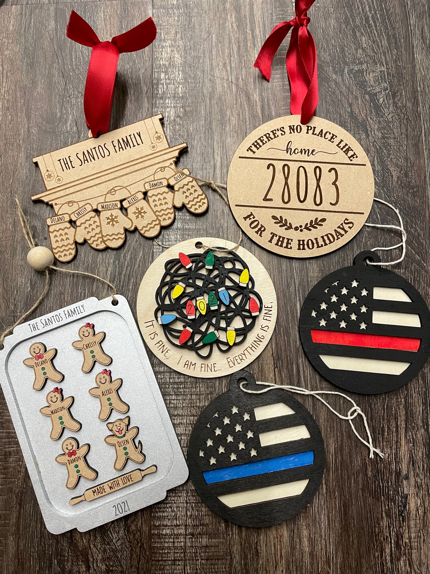 Gingerbread Family Ornament - UP TO 9 People/pets