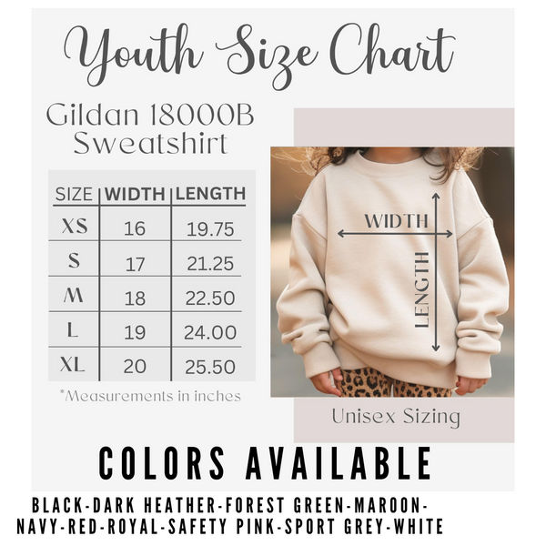 Chenille Patch *PRINTED* Sweatshirt (Youth and Adult)