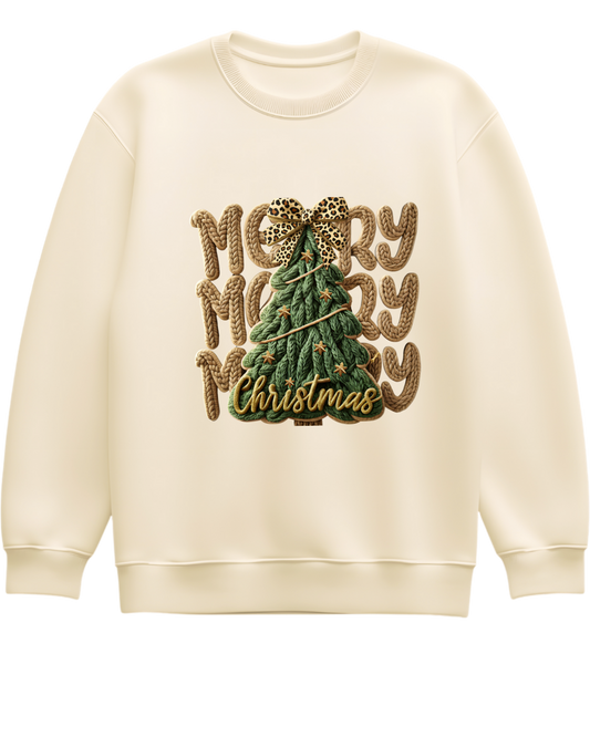 Merry Merry Merry Cheetah Christmas- Crewneck