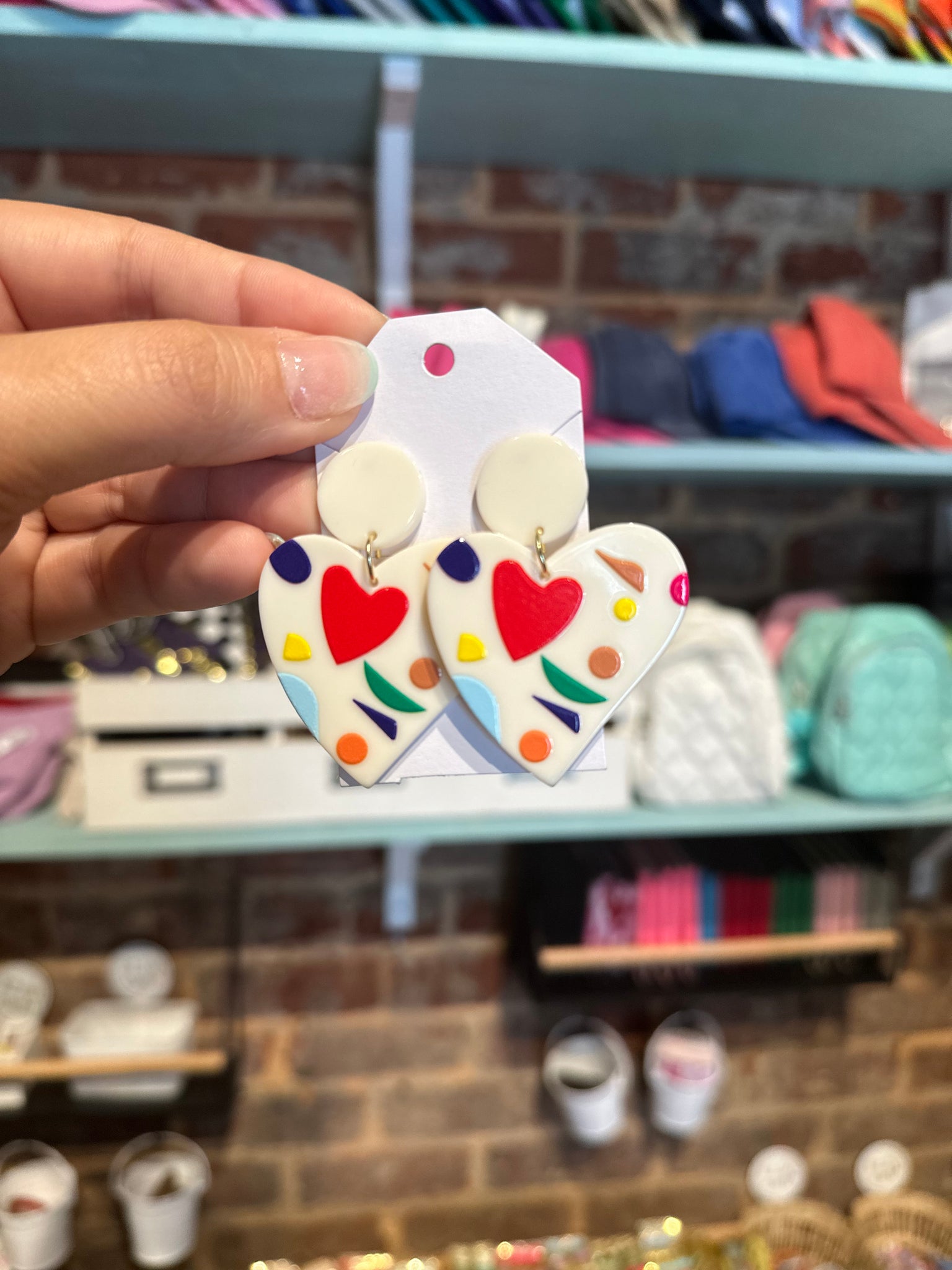 White Artist Paint Heart Earrings