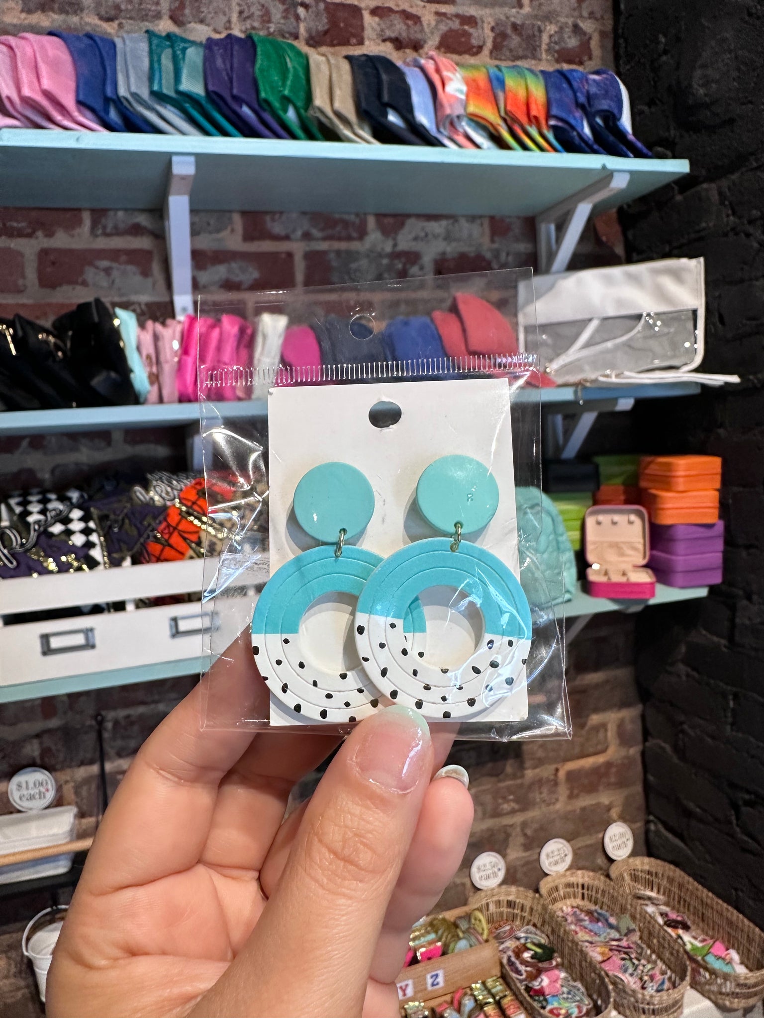 Mint and Polka Dot Earrings