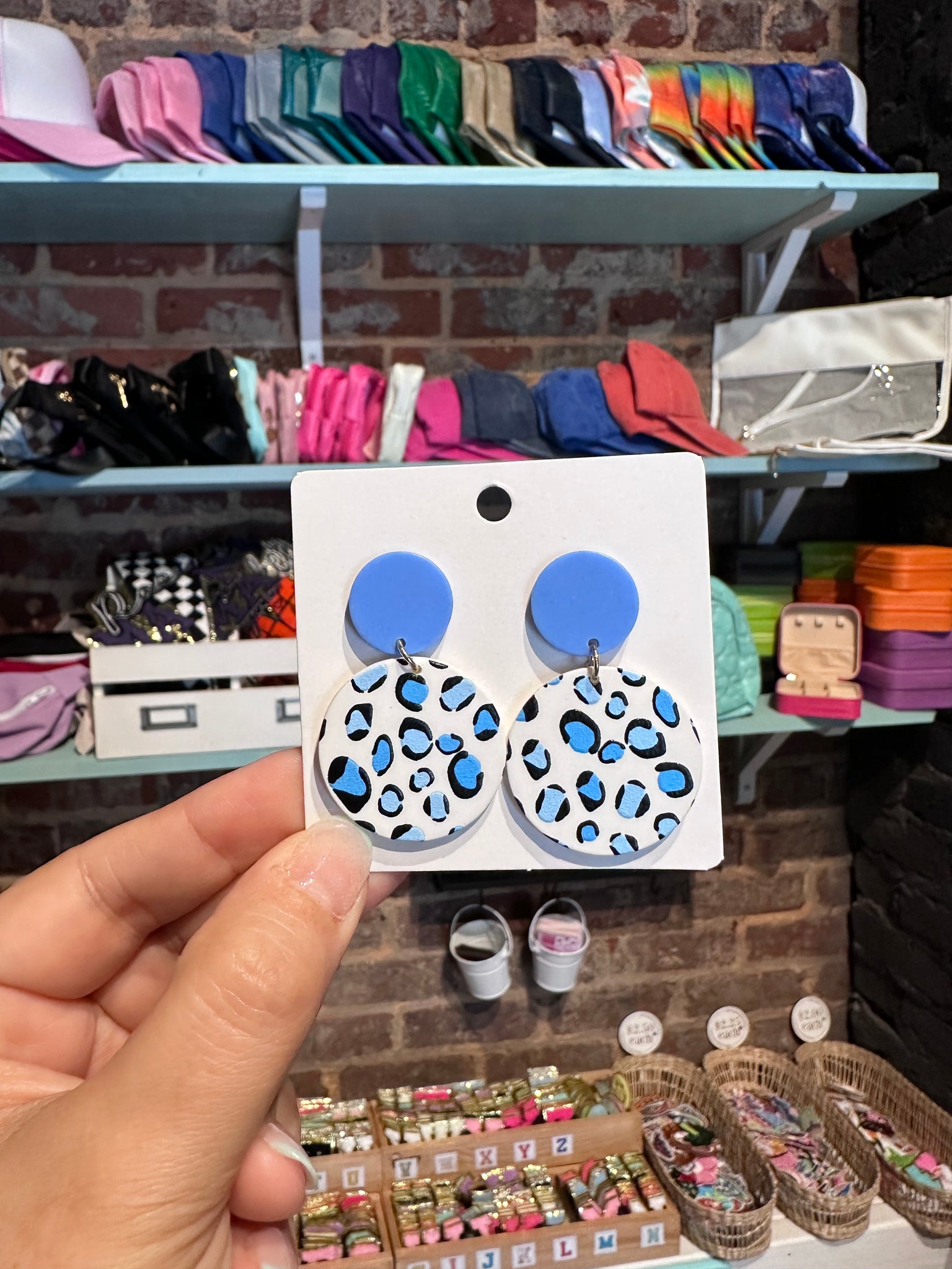 Blue Leopard Earrings