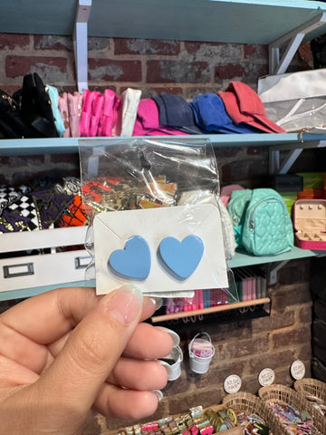 Light Blue Heart Studs