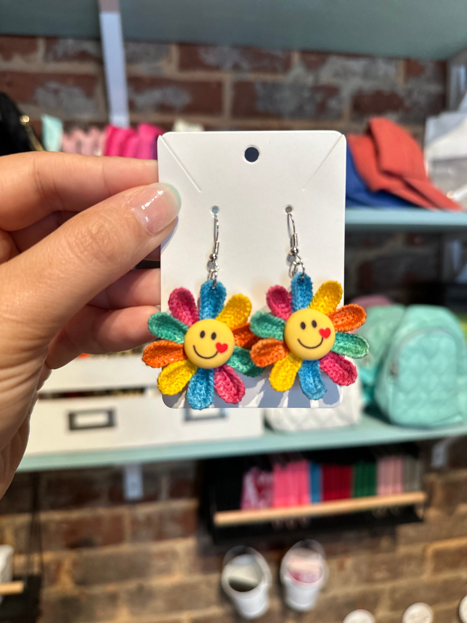 Smiley Face Flower Earrings