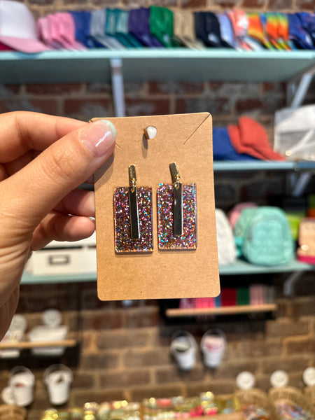 Rectangle Glitter Earrings (Various Styles)