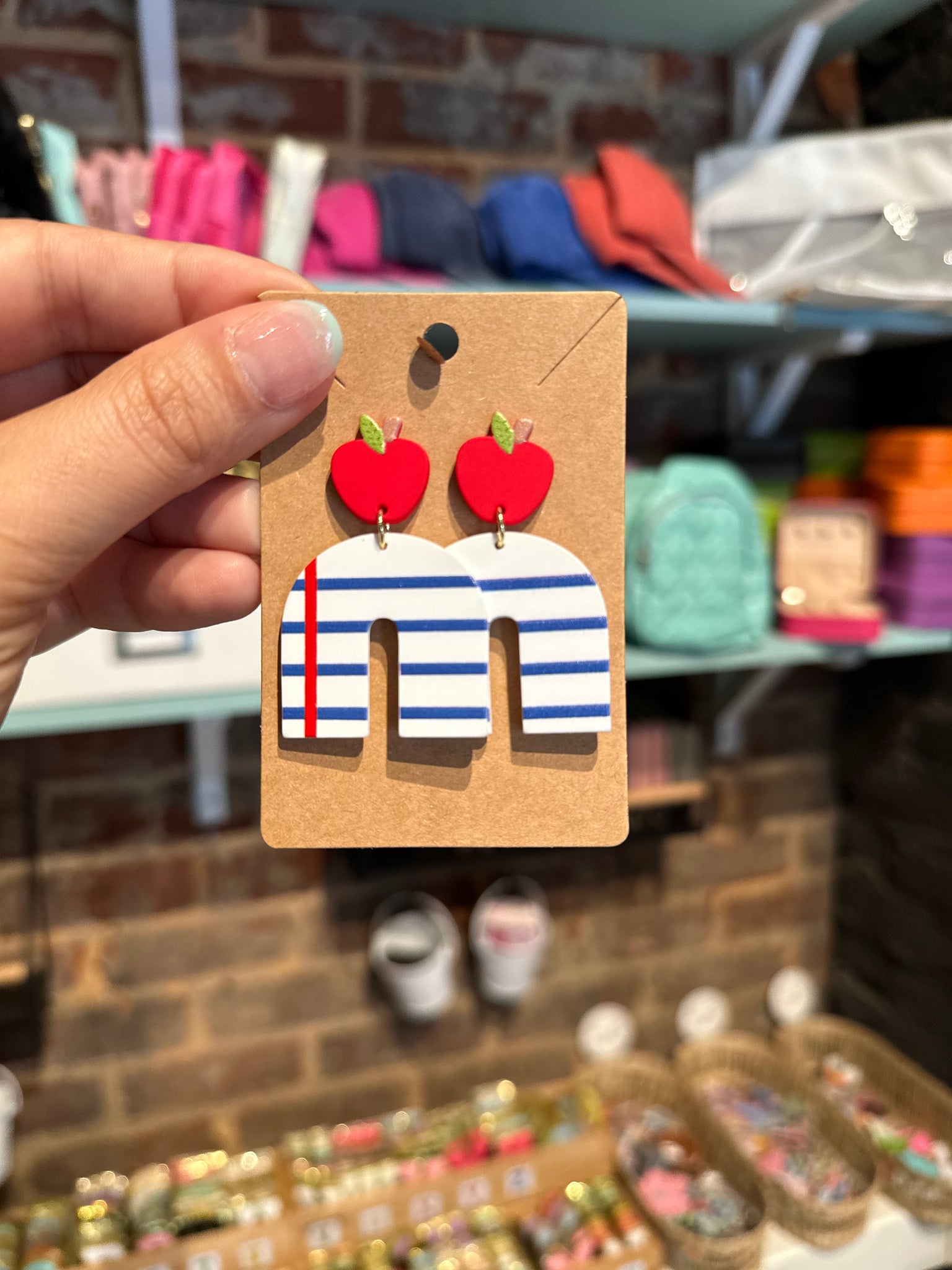 Apple and Paper Clay Earrings