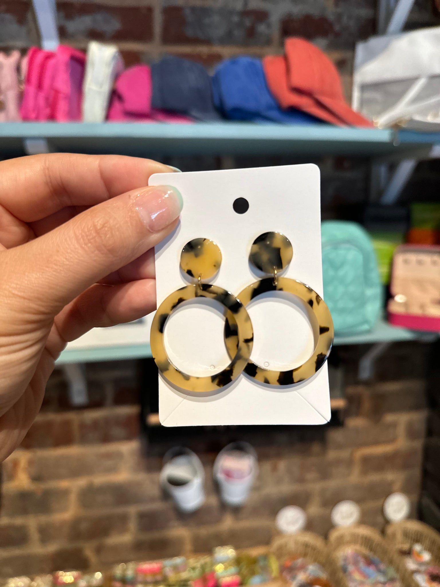 Tortoise Round Hoops Dangles