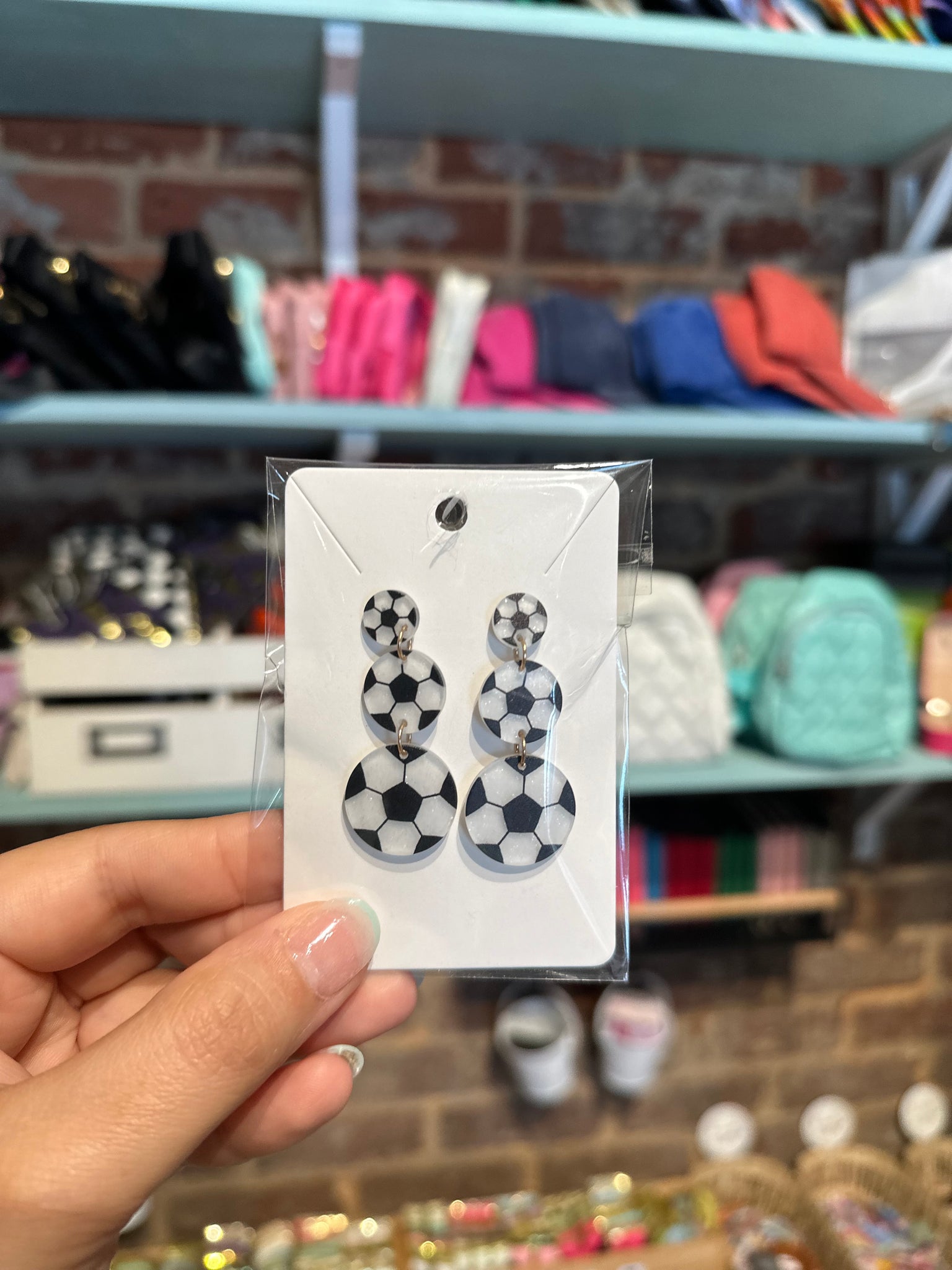 Acrylic Soccer Ball Earrings