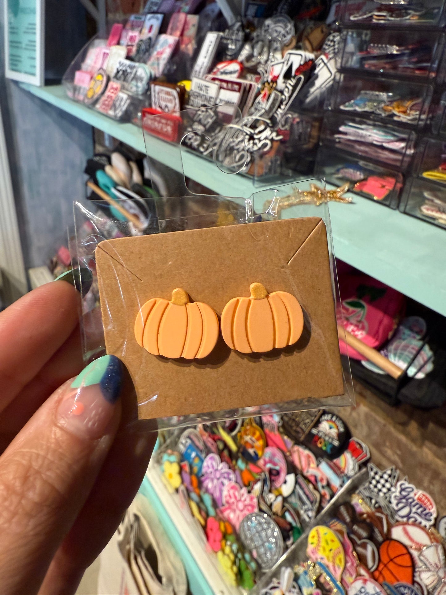 Clay Orange Pumpkin Earrings