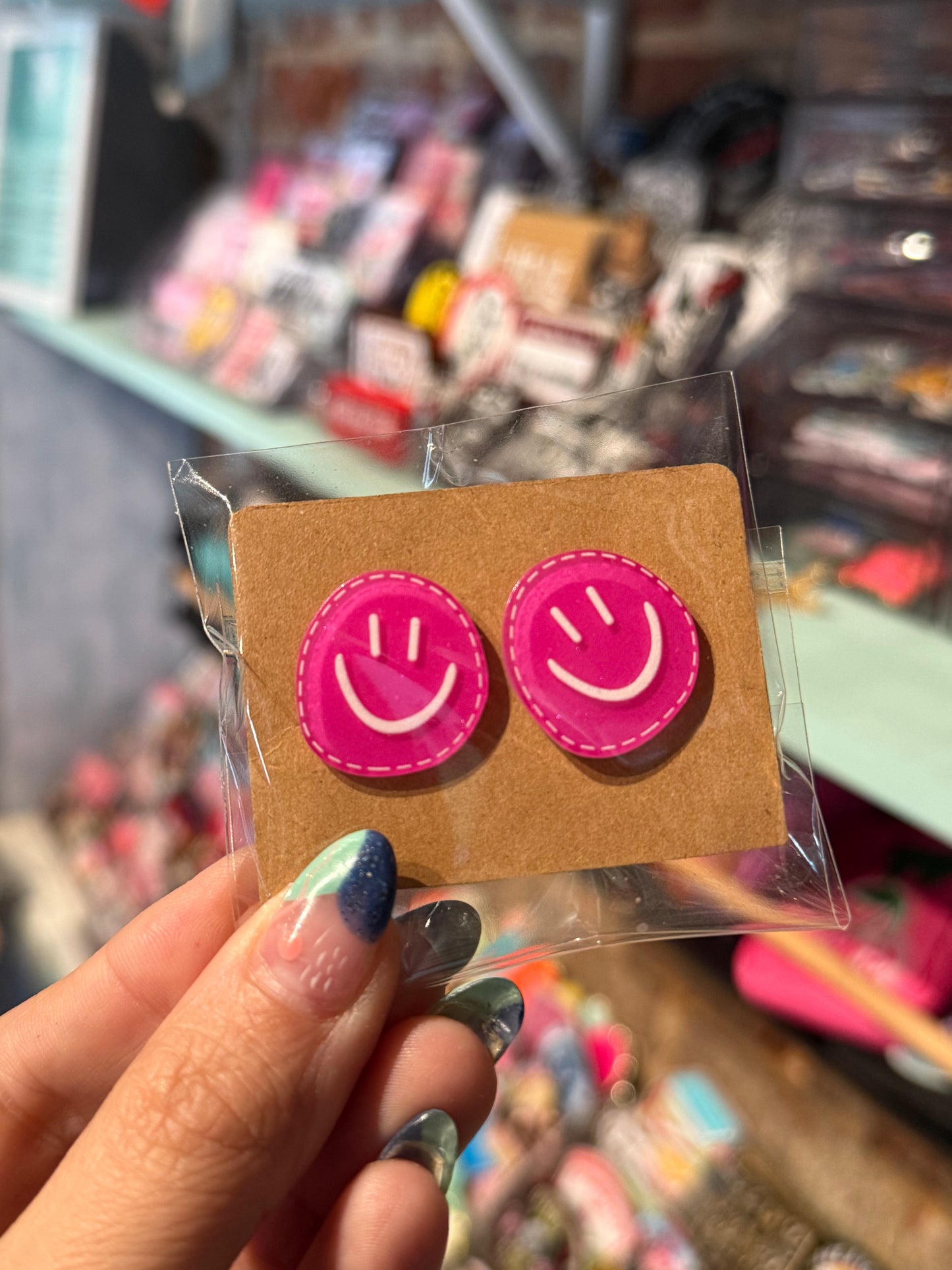 Acrylic Smiley Face Studs
