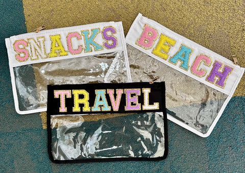 Flat Clear Pouch - SNACKS, BEACH, TRAVEL, THINGS