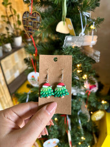 Clay Mini Christmas Tree Earrings