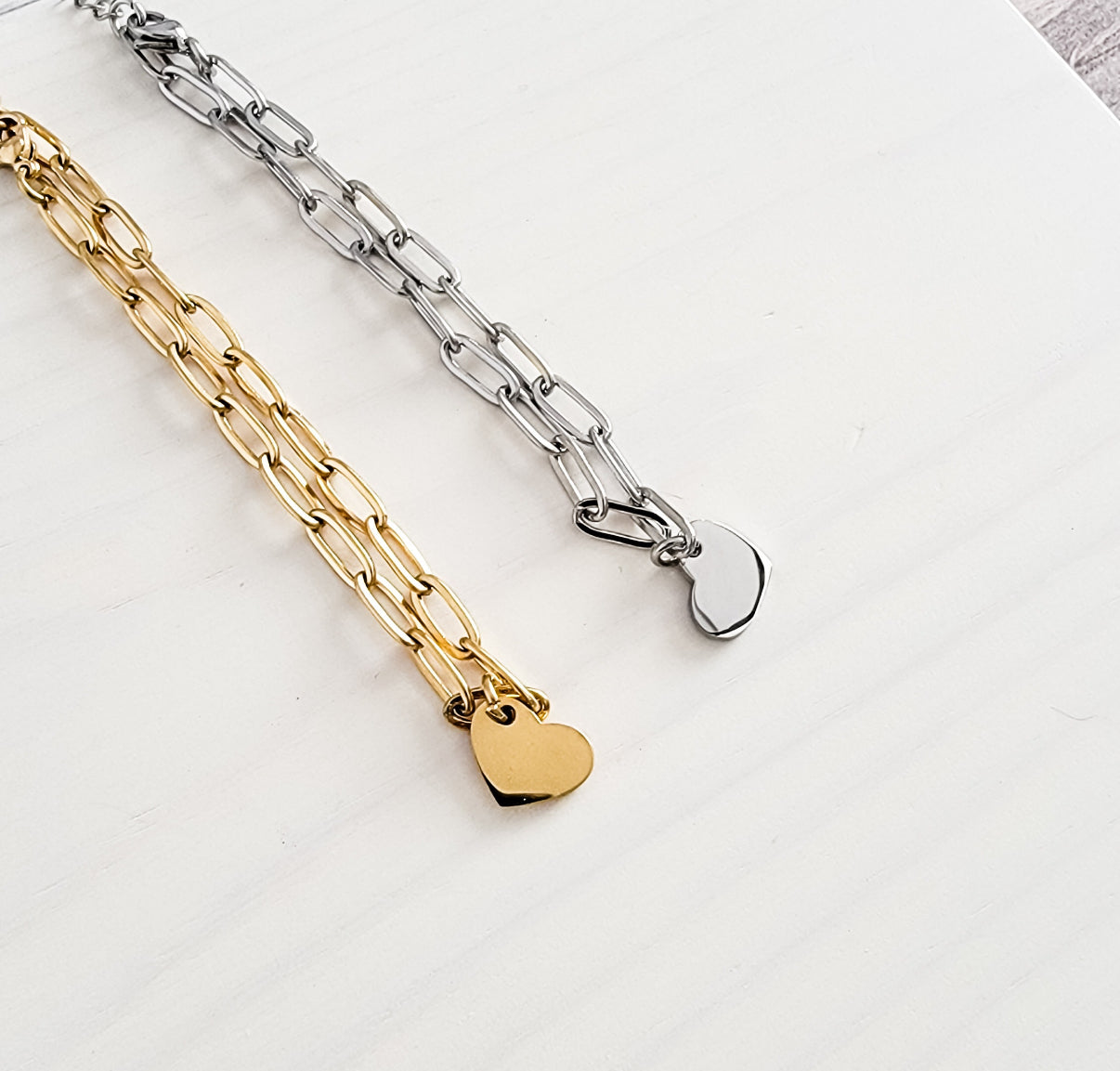 Petite Heart Paperclip Chain Bracelet