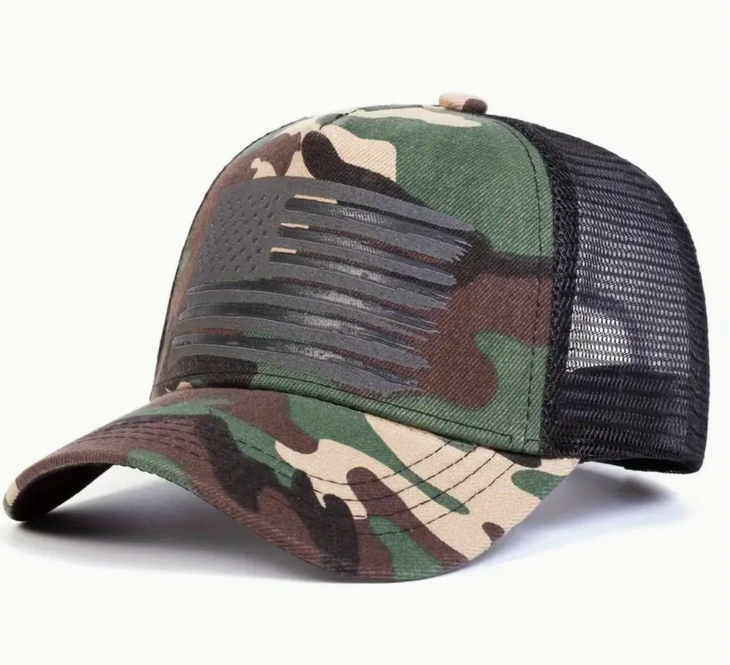 Canvas Hat with Printed Flag