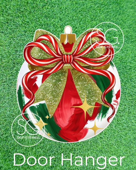 Red & Green Ornament Door Hanger - 26"x23"