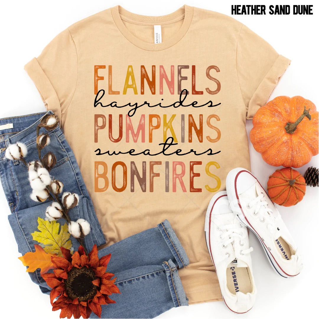Flannels Pumpkins and Bonfires Tee