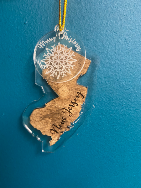 Wood Acrylic State Ornament