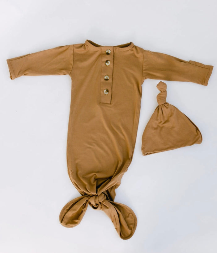 Knotted Baby Gown and Hat Set (Newborn - 3 mo.) -