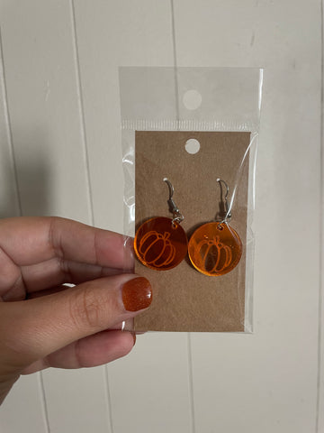 Orange Acrylic Pumpkin Earrings