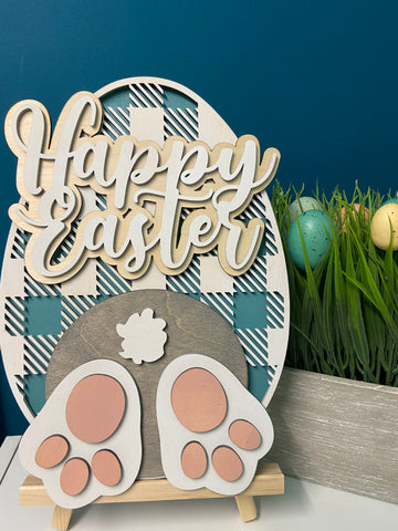 Happy Easter Wooden Sign with stand